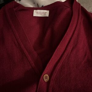 Vintage 1990's United Colors Of Benetton Burgundy Men's Cardigan